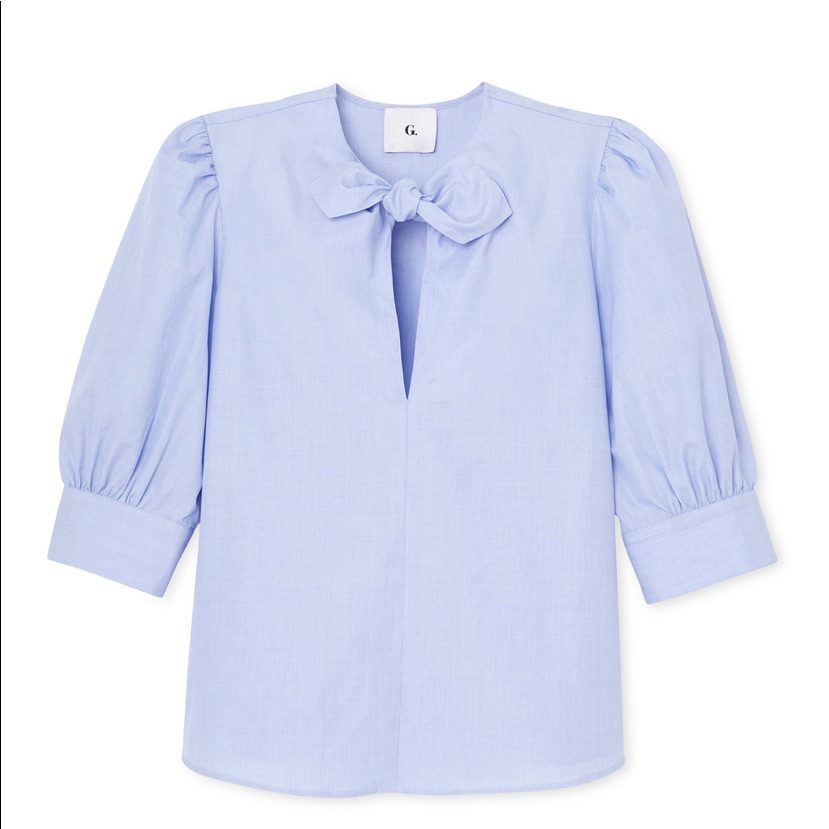 G. By Goop Peri Tie-Neck Short Sleeve Shirt